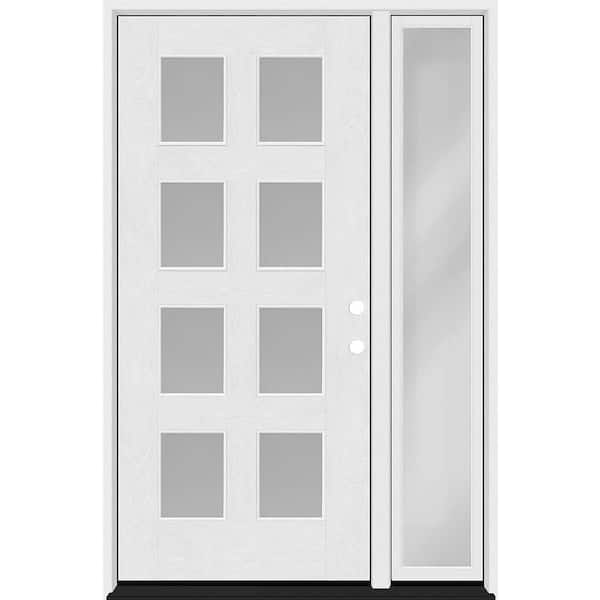 Regency 55 in. x 80 in. 8L Modern Clear Glass LHIS Unfinished Fiberglass Prehung Front Door w/Clear 16 in. SL 4-9/16