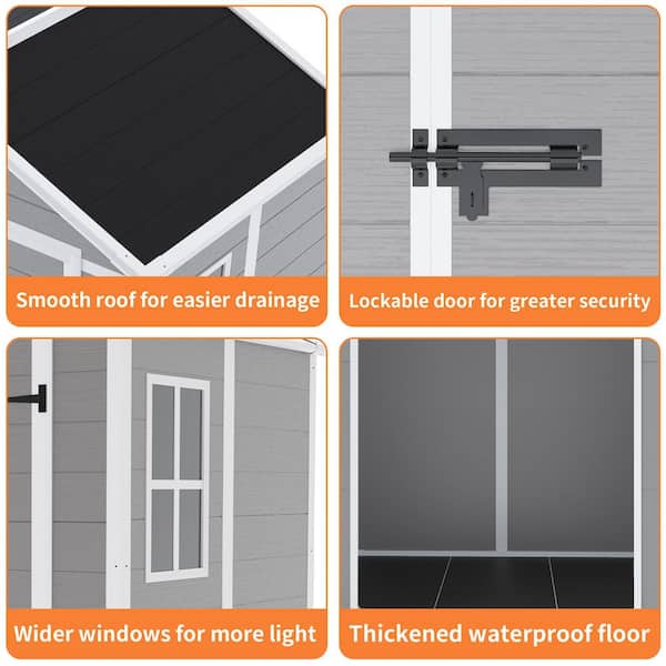 6 ft. W x 5 ft. D Resin Storage Shed with Floor for Garden and Backyard (26 sq. ft.)