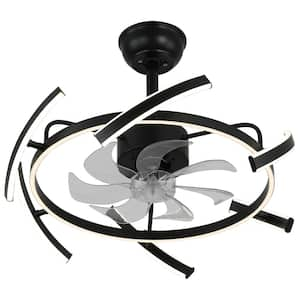 24 in. Indoor Black Dimmable Ceiling Fan with LED Light and Remote