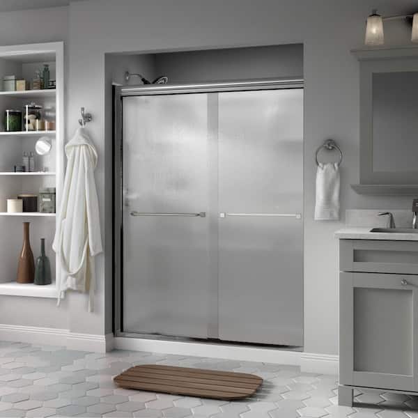 Delta Traditional 60 in. x 70 in. Semi-Frameless Sliding Shower Door in Chrome with 1/4 in. (6mm) Rain Glass