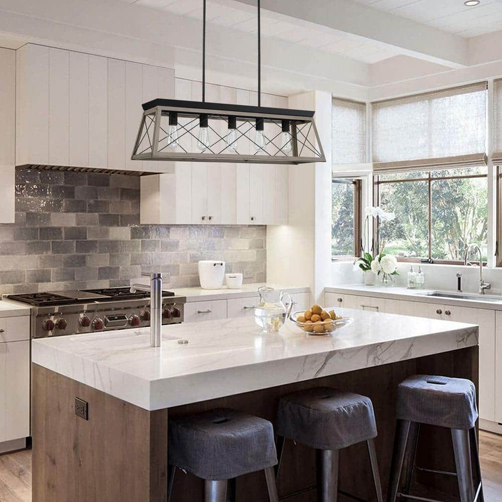 5-Light Matte Black Kitchen Island Linear Pendant Chandelier price history on PriceWatchPro