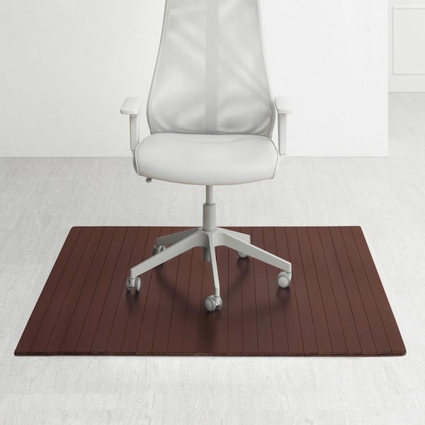 Anji Mountain Standard Dark Brown Mahogany 48 in. x 52 in. Bamboo Roll-Up Office Chair Mat without Lip