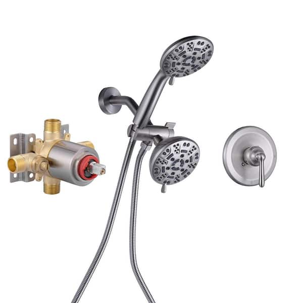 Single Handle 7-Spray Dual shower faucet Shower Faucet 1.8 GPM with Pressure Balance in Brushed Nickel