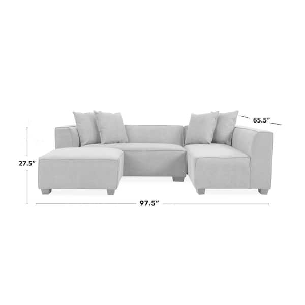 Handy Ottoman Home Right-Facing Sofa Phoenix Depot Polyester PHX-SEC-CNF55 with Blue Living Caribbean - 3-Piece The Sectional L-Shaped 4-Seater