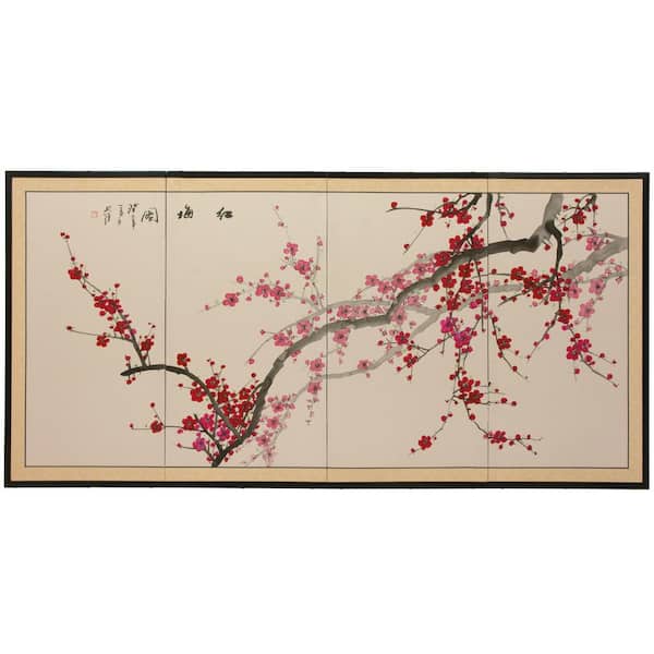Oriental Furniture 36 in. x 72 in. "Plum Blossom Chinese Painting" Wall Art
