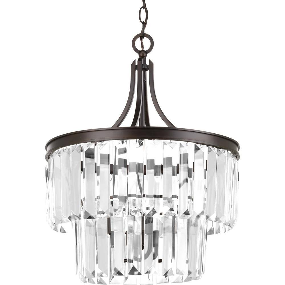 Antique Bronze Crystal Semi-Flush Convertible Ceiling Light
