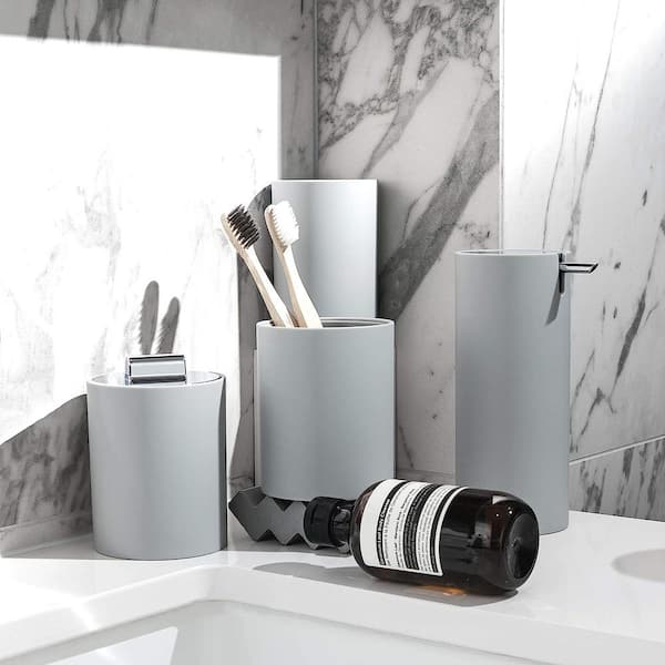 Dyiom Bathroom Accessories Set 4-Pieces Resin Gift Set Apartment Necessities  Wavy Grey B08MPR51G6 - The Home Depot