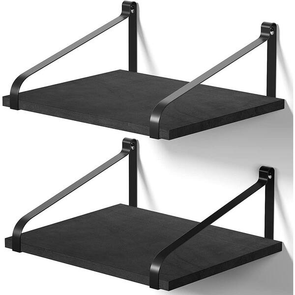 Cubilan 16.5 in. W x 12 in. D Black Wood Decorative Wall Shelf Floating