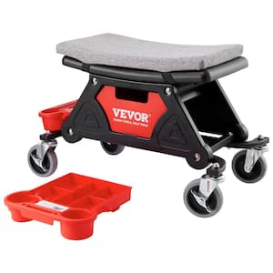Mechanics Stool 300 lbs. Capacity Rolling Creeper Seat with 4 in. Wheels with 3 Slide Out Tool Trays and Drawer Roller