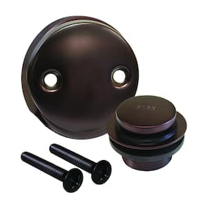 Toe Touch Bath Tub Drain Conversion Kit with 2-Hole Overflow Plate in Old World Bronze