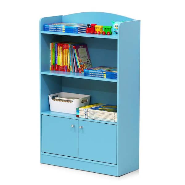 Furinno KidKanac 38.58 in. Light Blue Faux Wood 4-shelf Standard
