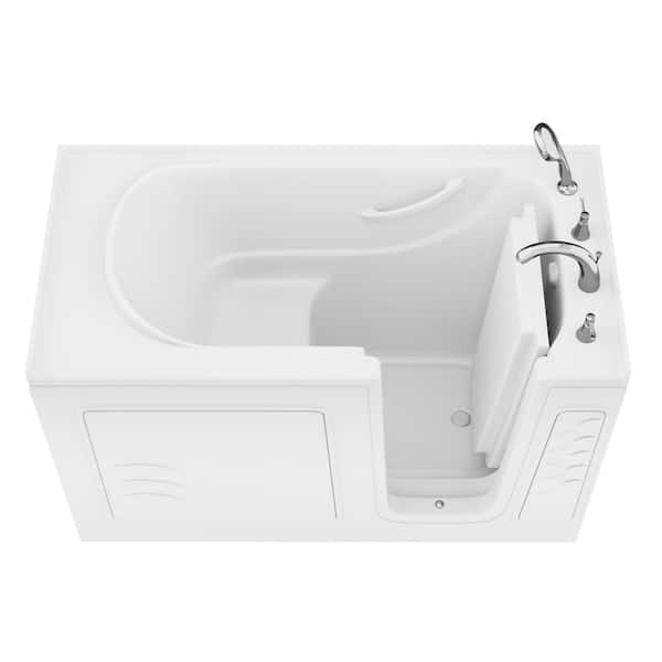 WTHDX Series 59 in. x 30 in. Right Side Drain Soaking Jetted Bathtub in White with ADA Seating and Quick Fill Faucet