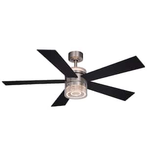 Ashford 52 in. LED Indoor Brushed Nickel Ceiling Fan with Dual Light Kits and Remote