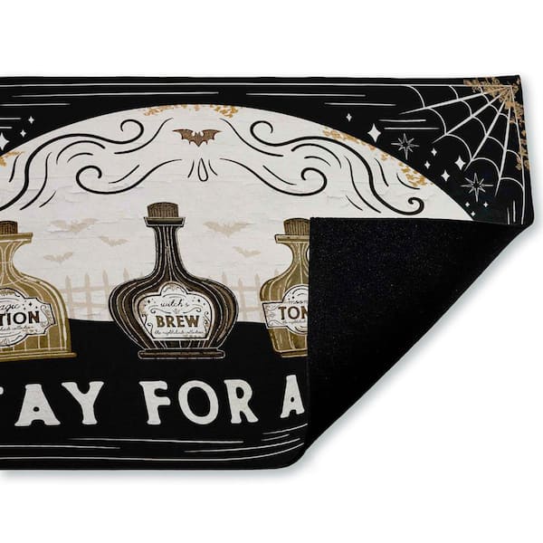 Stay For A Spell Potions Black 18 in. x 30 in. Polyester Non-Slip Outdoor Door Mat