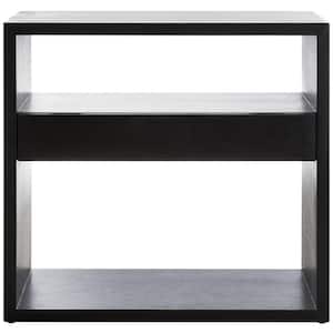 Munson 15 in. Black Rectangle Wood Console Table with Drawer