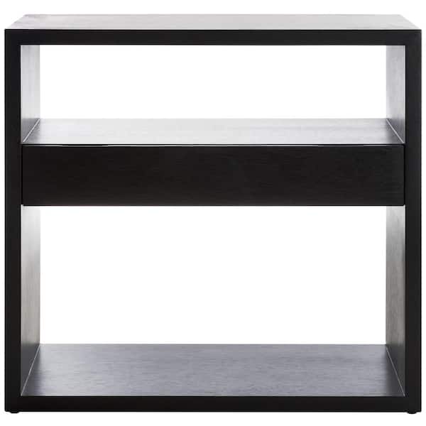 SAFAVIEH Munson 15 in. Black Rectangle Wood Console Table with Drawer