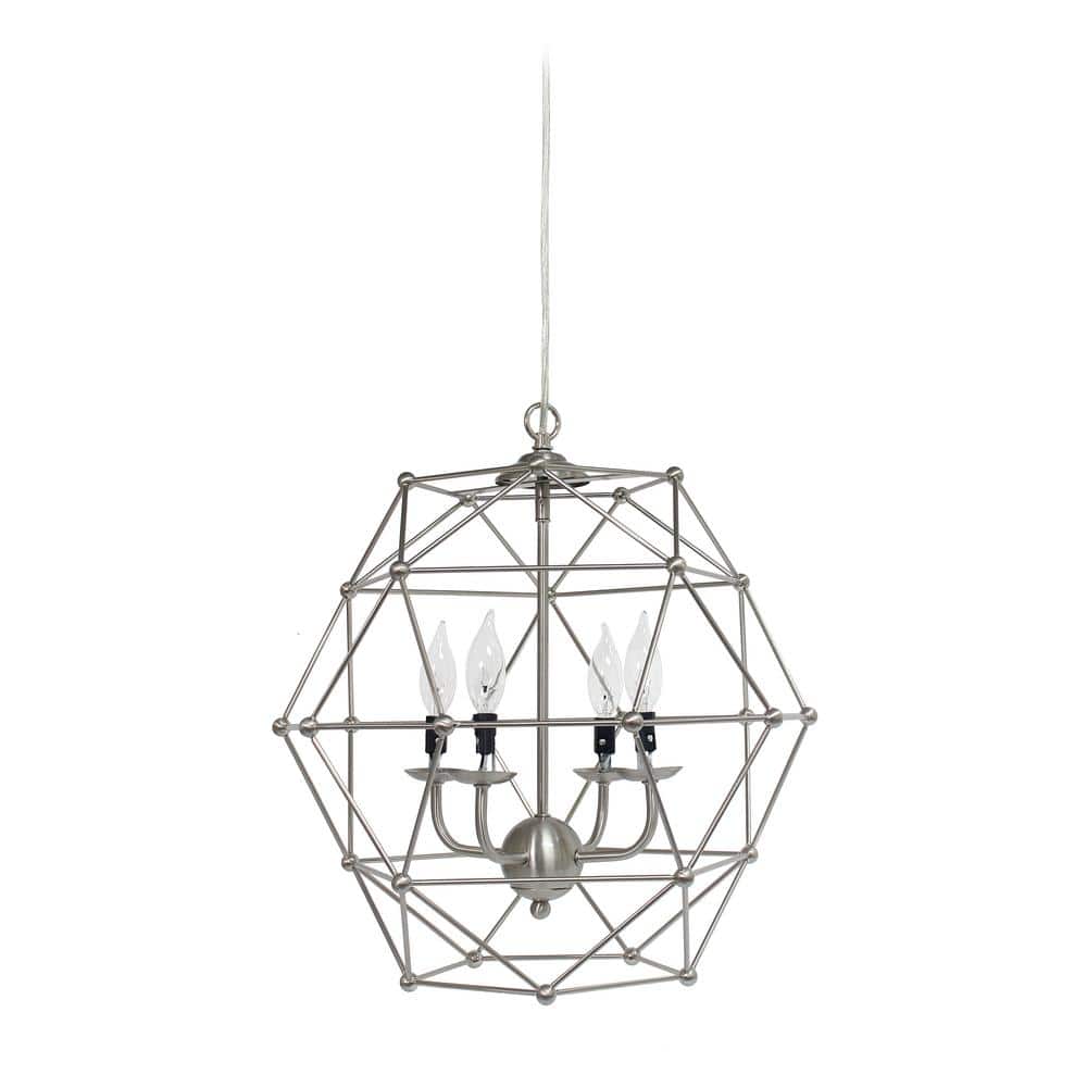 Geometric Brushed Nickel 18" Polyhedron Pendant Light