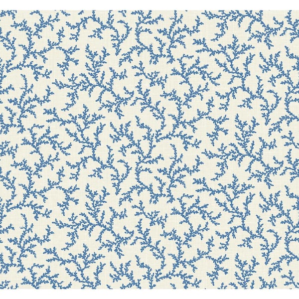Seabrook Designs Denim Wash Corail Paper Unpasted Nonwoven Wallpaper Roll 60.75 sq. ft.