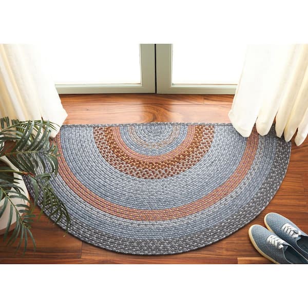 Braided Gray/Rust 2 ft. x 4 ft. Machine Washable Multi Striped Specialty Area Rug