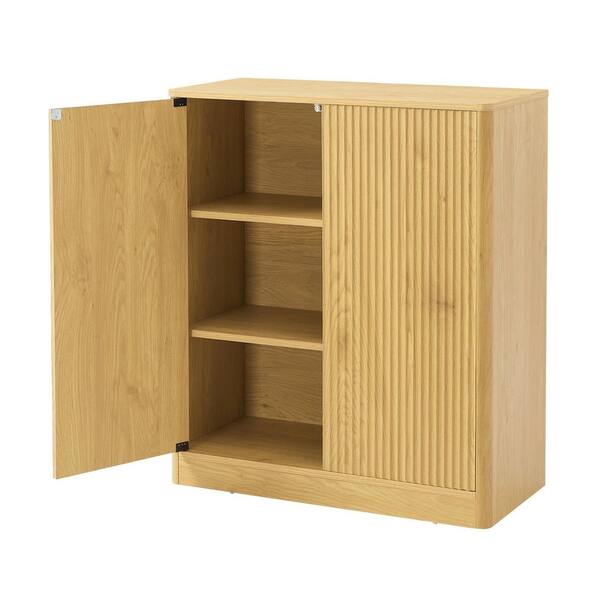 Noble House Raymond Natural 34.30 in. H Accent Storage Cabinet