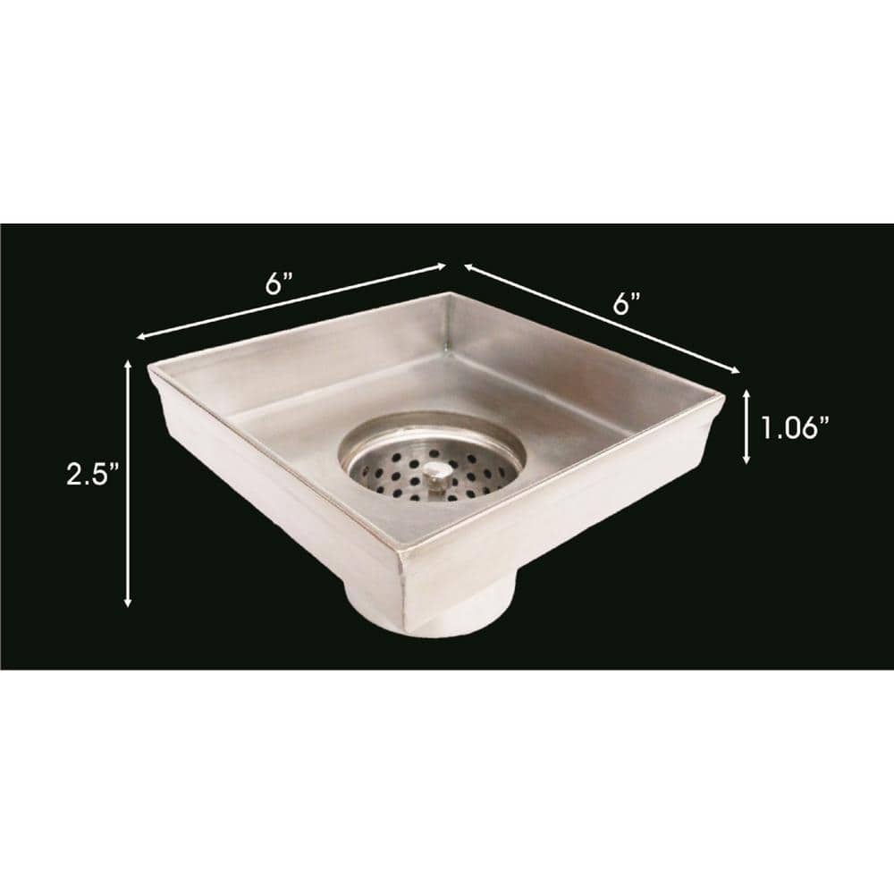 6'' Square Brushed Gold and Matte Black Stainless Steel Shower Drain
