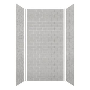 SaraMar 36 in. x 48 in. x 96 in. 3-Piece Easy Up Adhesive Alcove Shower Wall Surround in Grey Beach