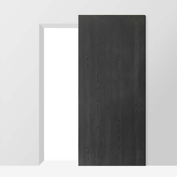 24 in. x 84 in. Black Textured Hollow Core Composite Interior Sliding Barn Door with Hardware Kit Hidden Track System