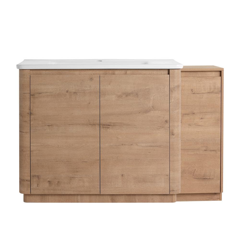 51.56 in. Single Sink Freestanding Imitative Oak Bath Vanity with White Ceramic Top Unassembled price history on PriceWatchPro