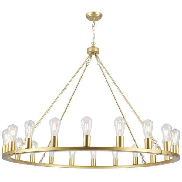 LWYTJO Loughlam 20-Light Gold Farmhouse Candle Style Wagon Wheel Chandelier for Living Room Kitchen Island Dining Room Foyer