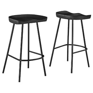 Concord 26.5 in. in Black Backless Wood Counter Stools - Set of 2
