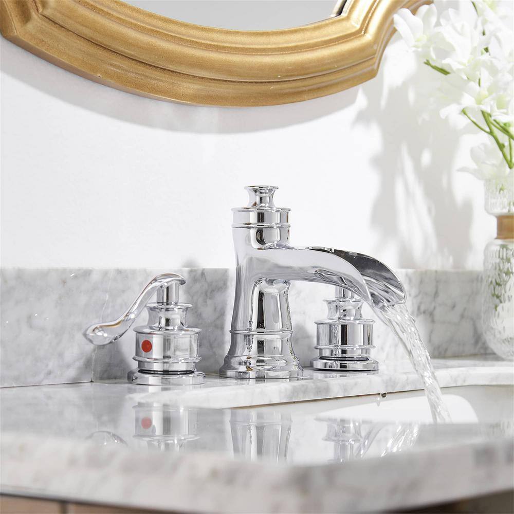 Polished Chrome 8-Inch Double Handle Waterfall Bathroom Faucet