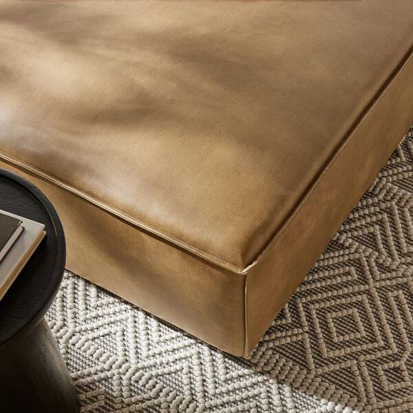 MODWAY Restore Faux Leather Modular Ottoman in Toast-Living Room