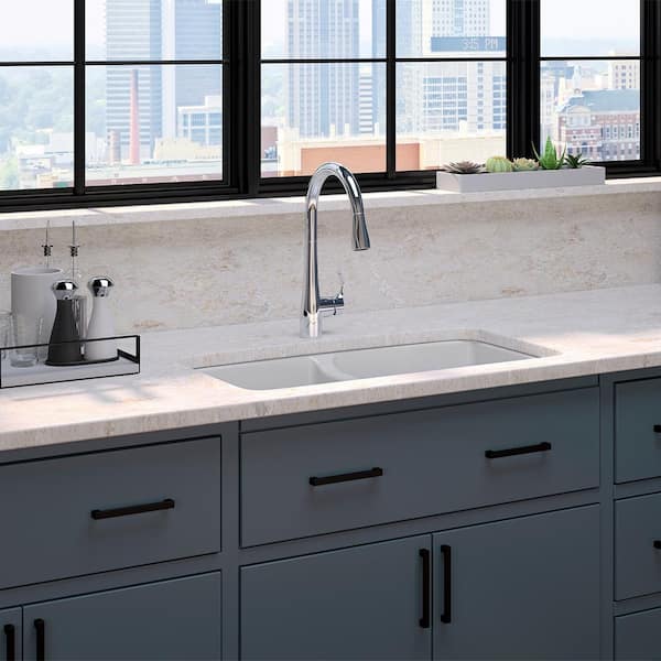 Cape Dory 33 in. Undermount Single Bowl Cast Iron Kitchen Sink with Simplice Faucet Included