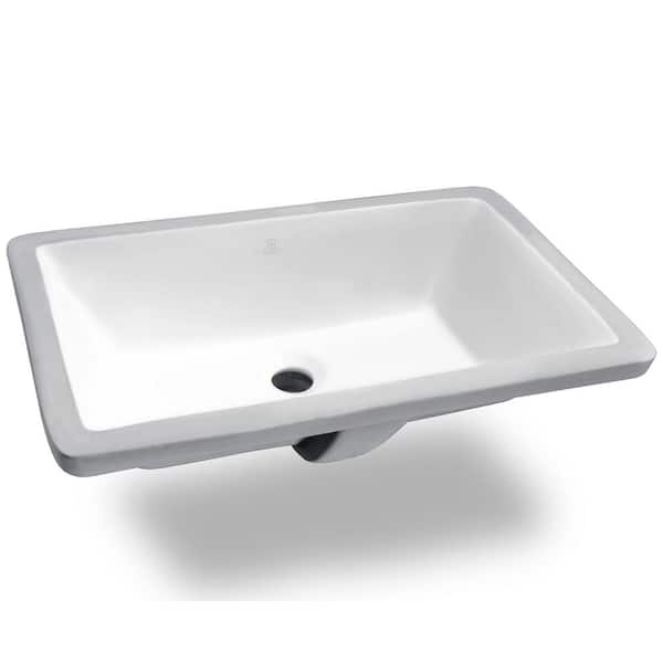 ANZZI Rhodes Series 7 in. Ceramic Undermount Bathroom Sink Basin in White
