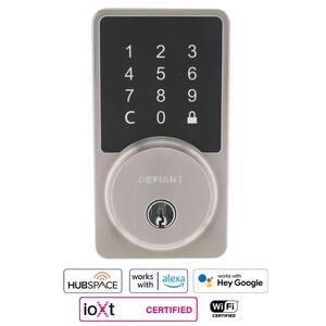 Square Satin Nickel Smart Wi-Fi Deadbolt Powered by Hubspace
