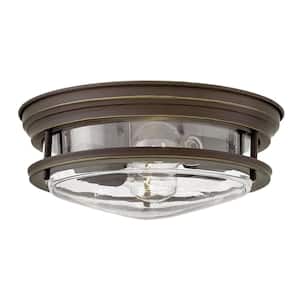 Hadley 12 in. 2-Light Oil Rubbed Bronze with Clear Glass Flush Mount