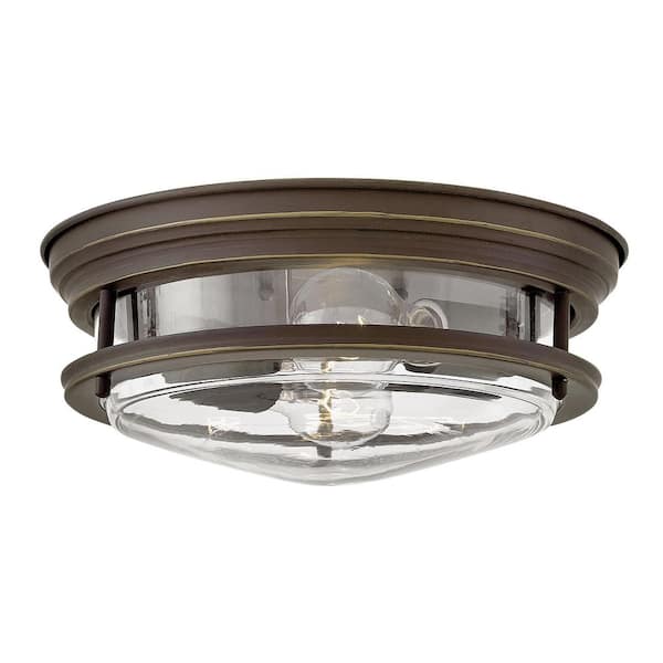 HINKLEY Hadley 12 in. 2-Light Oil Rubbed Bronze with Clear Glass Flush Mount
