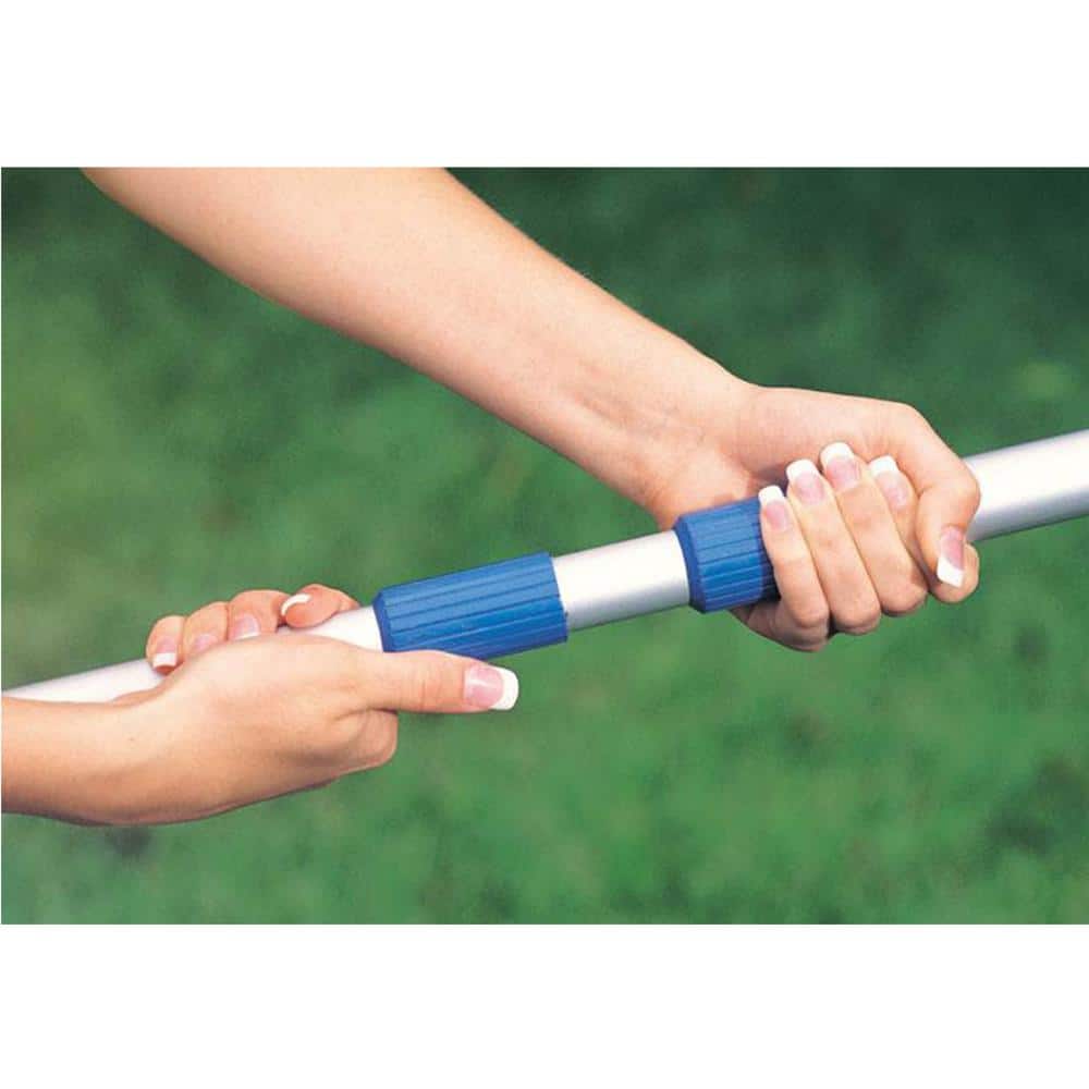 Blue and Silver Aluminum Pool Cleaning Kit with Vacuum and Skimmer