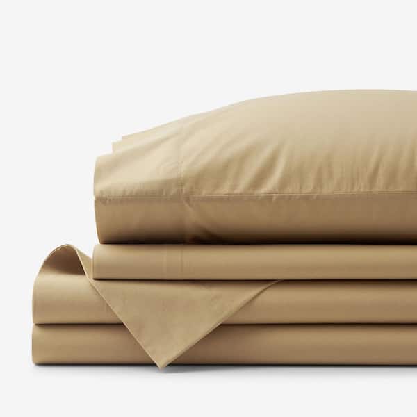 Company Cotton Garment Wash 4-Piece Wheat Cotton Percale Queen Sheet Set