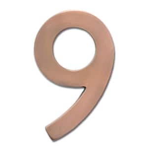 4 in. Antique Copper Floating House Number 9