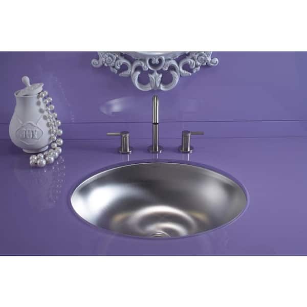 KOHLER Bachata Undermount Stainless Steel Bathroom Sink in Stainless Steel with Luster KOHLER Bachata Undermount Stainless Steel Bathroom Sink in Stainless Steel with Luster