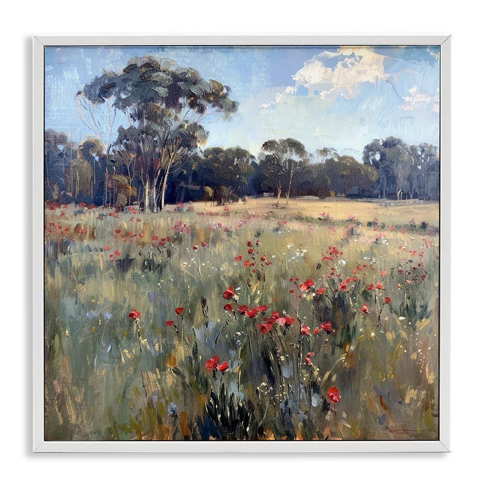 Poppies in Vast Field by Raymond Powers White Framed Nature Giclee Art Print 12 in. x 12 in. price history on PriceWatchPro
