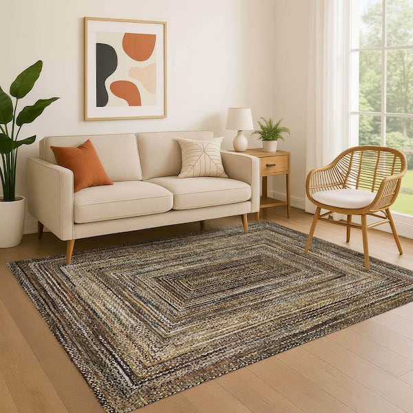 Mayfield Premium Machine Washable Abstract AMF1725 Brown 3 ft. x 5 ft. Area Rug