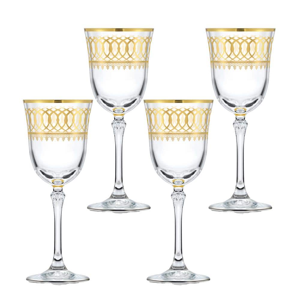 8 Vintage Crystal Champagne Flutes Italian Wine Glasses Gold Rimmed Wedding  Glassware Bar Cart Decor Accessories 70s