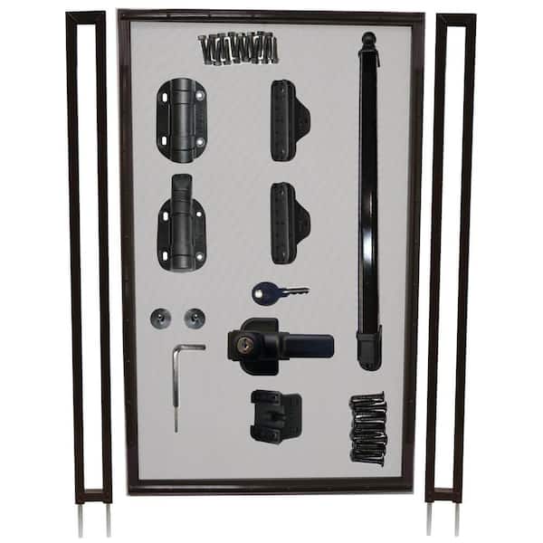 2.5 ft. W x 4 ft. H Pool Fence DIY Gate in Brown with Self-Closing, Self-Latching Hardware and Flat Top