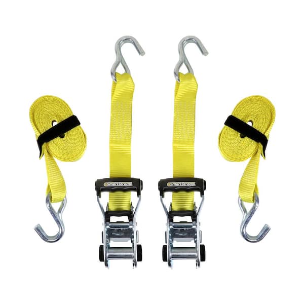 SmartStraps 27 ft. Yellow Ratchet Tie Down Strap with Flat Hook