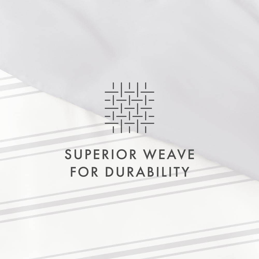 Navy and White Striped Microfiber King Duvet Cover Set