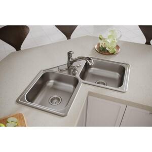 Dayton Drop-In Stainless Steel 32 in. 4-Hole Double Bowl Kitchen Sink