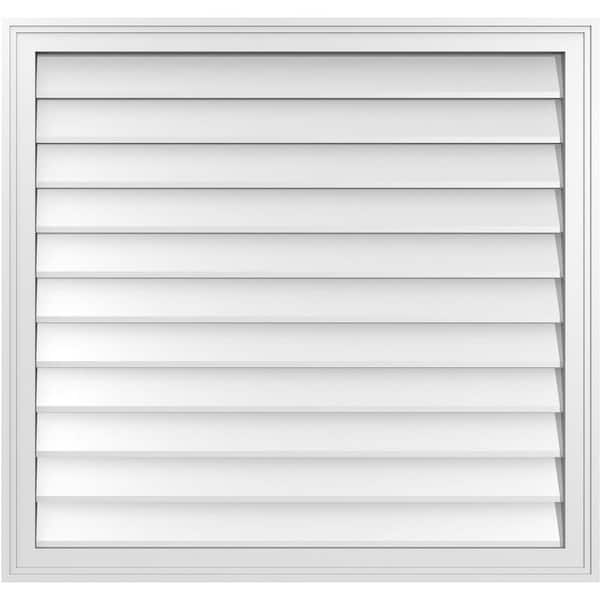 Ekena Millwork 36" x 34" Rectangular White PVC Paintable Gable Louver Vent Non-Functional