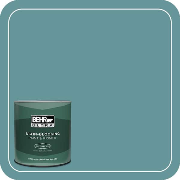 BEHR ULTRA 1 qt. #MQ6-33 Vintage Teal Extra Durable Semi-Gloss Enamel Interior Paint & Primer